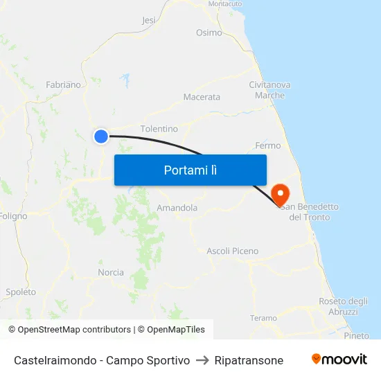 Castelraimondo - Campo Sportivo to Ripatransone map