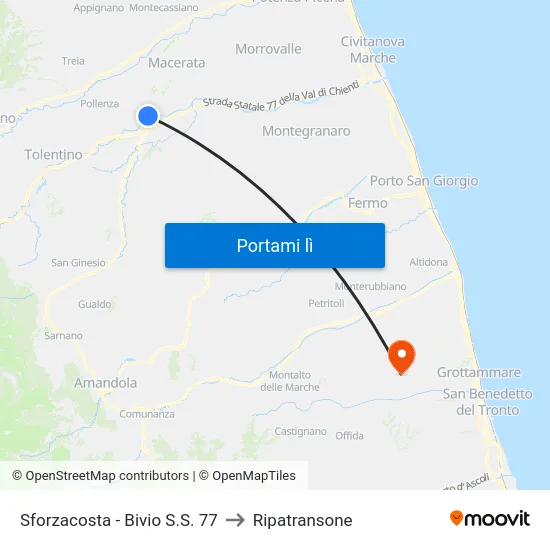 Sforzacosta - Bivio S.S. 77 to Ripatransone map