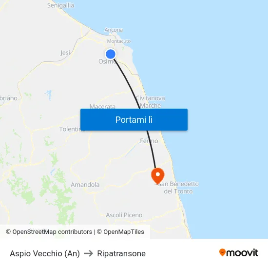 Aspio Vecchio (An) to Ripatransone map