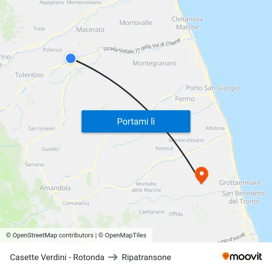 Casette Verdini - Rotonda to Ripatransone map