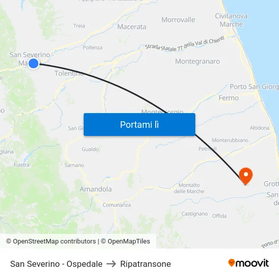 San Severino - Ospedale to Ripatransone map
