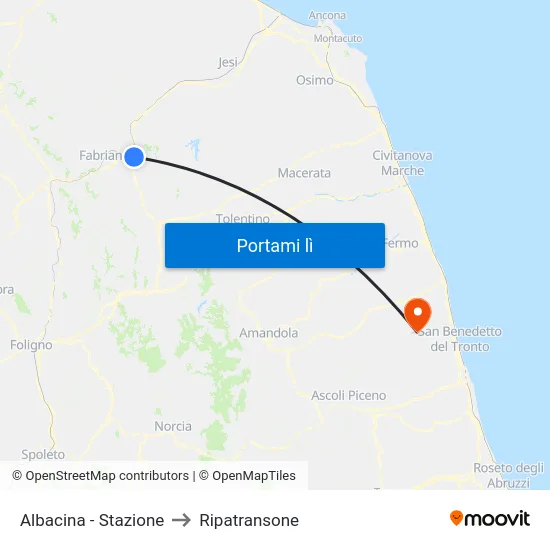 Albacina - Stazione to Ripatransone map
