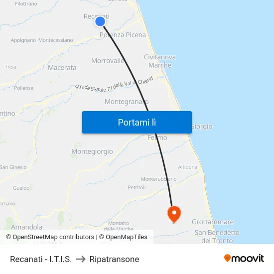 Recanati - I.T.I.S. to Ripatransone map
