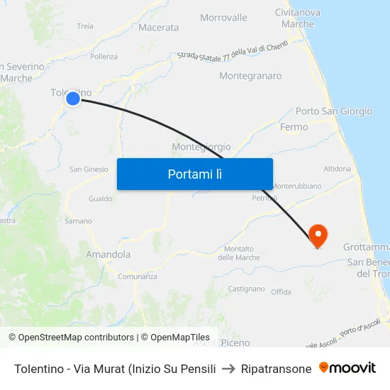 Tolentino - Via Murat (Inizio Su Pensili to Ripatransone map
