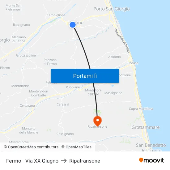 Fermo - Via XX Giugno to Ripatransone map