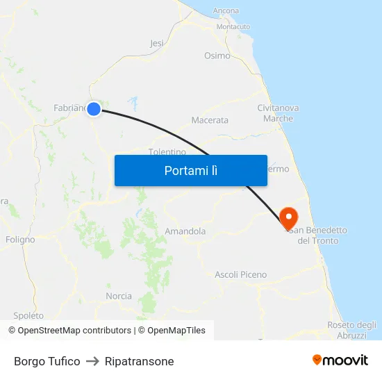 Borgo Tufico to Ripatransone map
