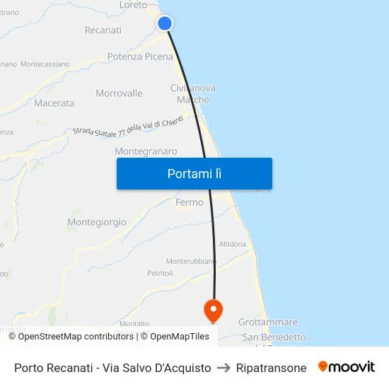 Porto Recanati - Via Salvo D'Acquisto to Ripatransone map