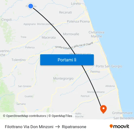 Filottrano Via Don Minzoni to Ripatransone map