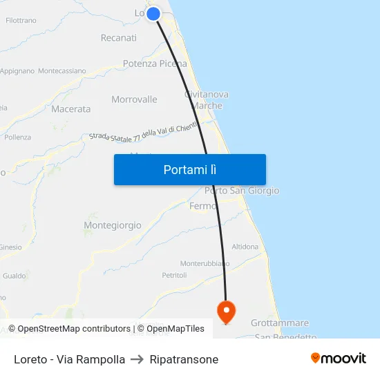 Loreto - Via Rampolla to Ripatransone map