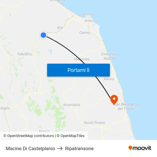 Macine Di Castelplanio to Ripatransone map