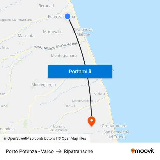 Porto Potenza - Varco to Ripatransone map