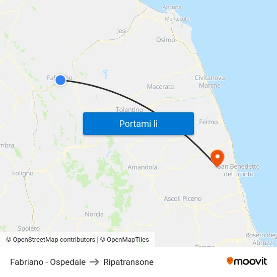 Fabriano - Ospedale to Ripatransone map