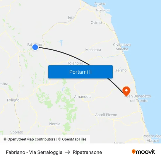 Fabriano - Via Serraloggia to Ripatransone map