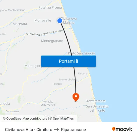 Civitanova Alta - Cimitero to Ripatransone map