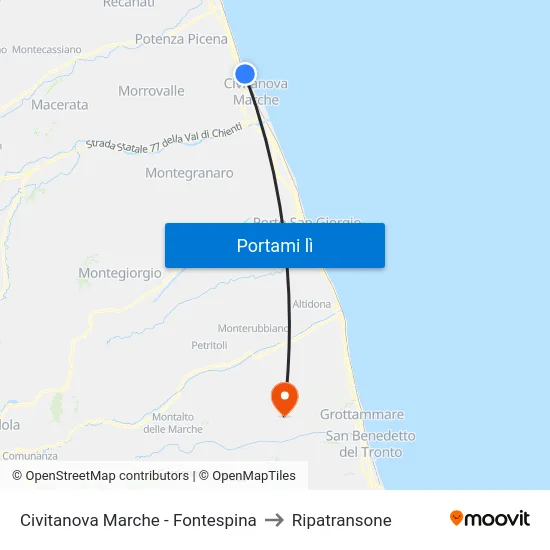 Civitanova Marche - Fontespina to Ripatransone map
