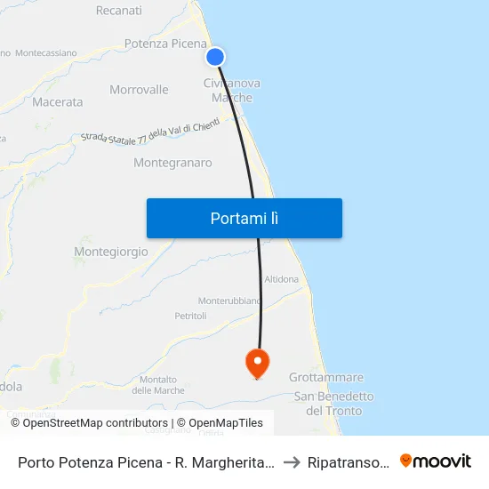 Porto Potenza Picena - R. Margherita  49 to Ripatransone map