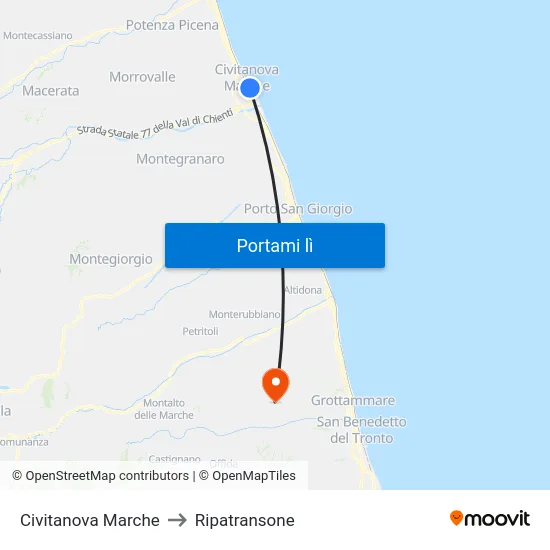 Civitanova  Marche to Ripatransone map