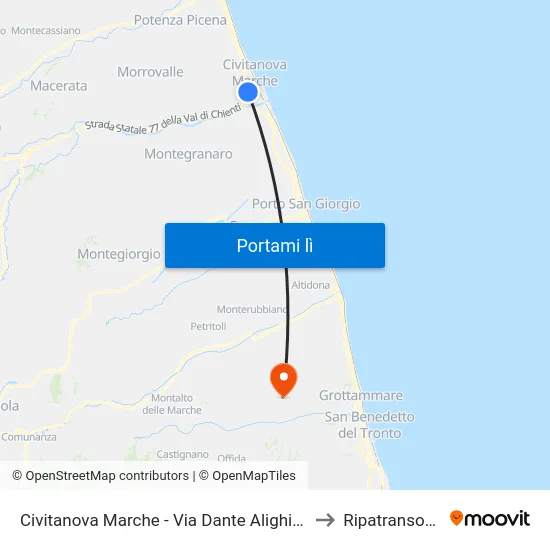 Civitanova Marche - Via Dante Alighieri to Ripatransone map