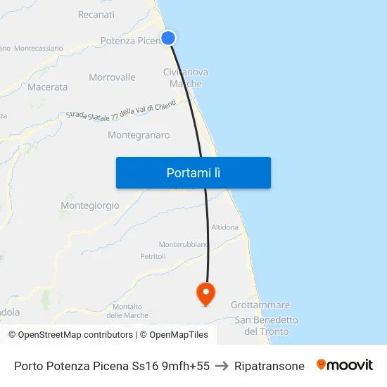 Porto Potenza Picena Ss16 9mfh+55 to Ripatransone map
