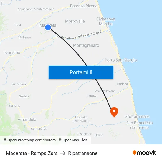 Macerata - Rampa Zara to Ripatransone map