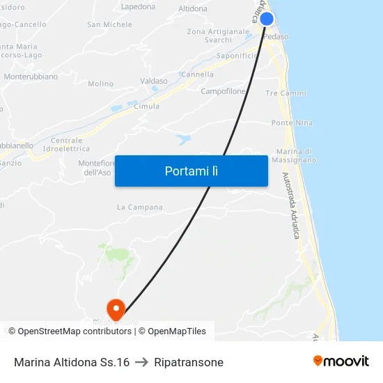 Marina Altidona Ss.16 to Ripatransone map