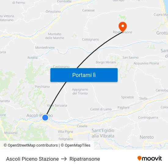 Ascoli Piceno Stazione to Ripatransone map