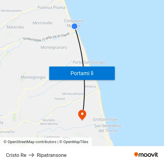 Cristo Re to Ripatransone map