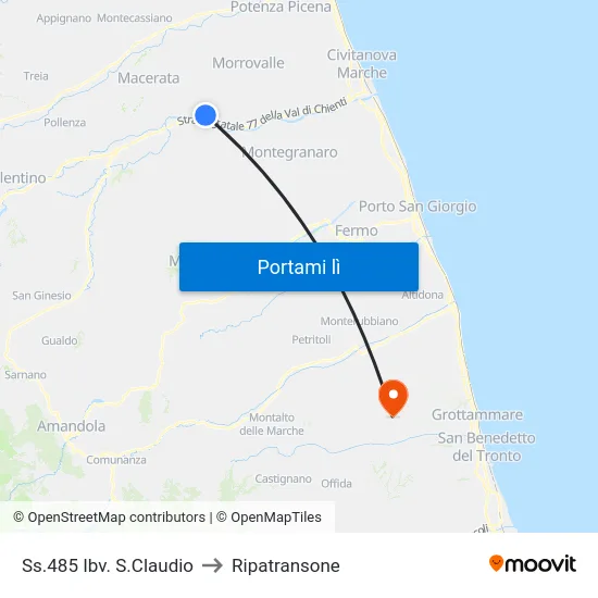 Ss.485 Ibv. S.Claudio to Ripatransone map