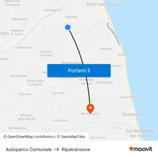 Autoparco Comunale to Ripatransone map