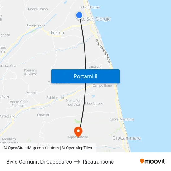 Bivio Comunit Di Capodarco to Ripatransone map