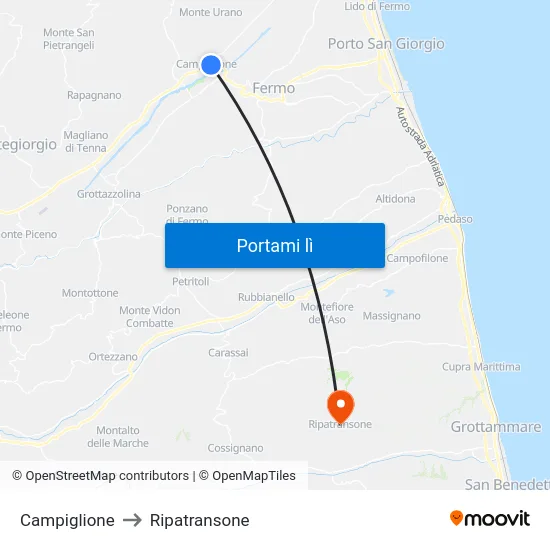 Campiglione to Ripatransone map