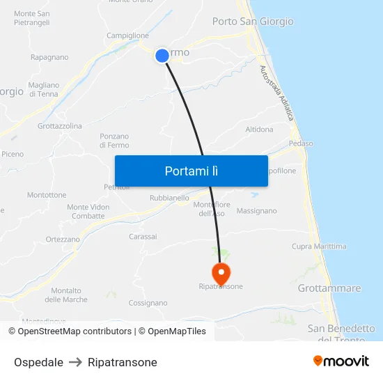 Ospedale to Ripatransone map