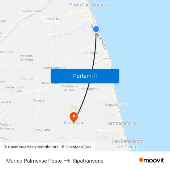 Marina Palmense Poste to Ripatransone map