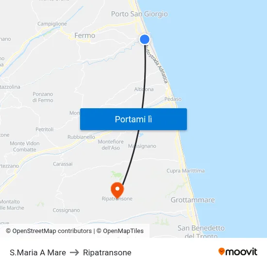 S.Maria A Mare to Ripatransone map