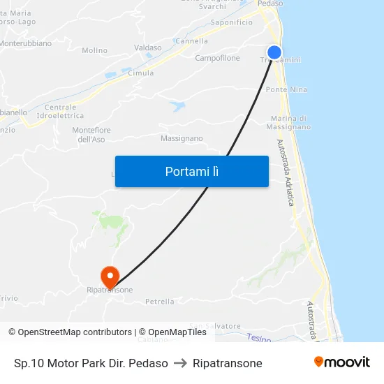 Sp.10 Motor Park Dir. Pedaso to Ripatransone map