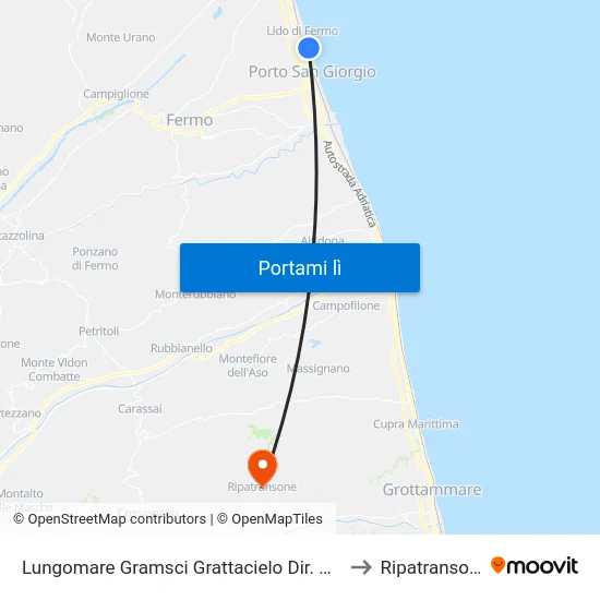Lungomare Gramsci Grattacielo Dir. Porto to Ripatransone map