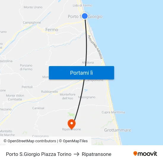 Porto S.Giorgio Piazza Torino to Ripatransone map