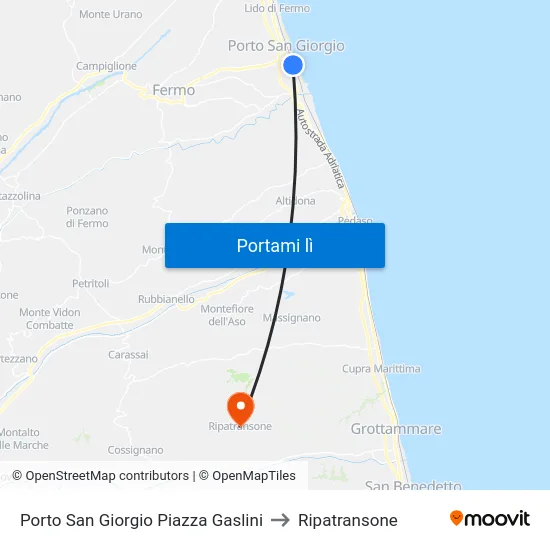 Porto San Giorgio Piazza Gaslini to Ripatransone map