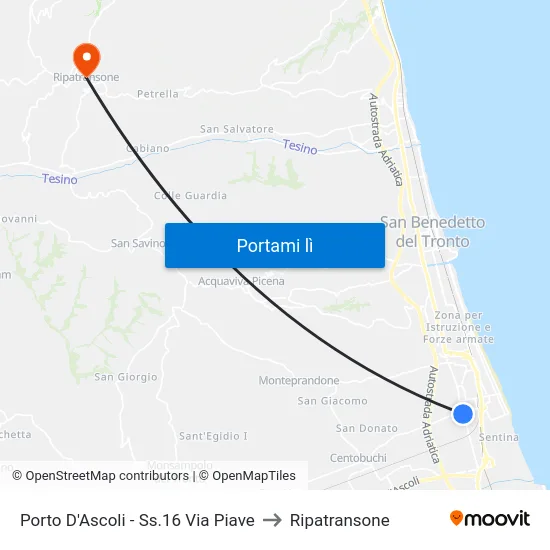 Porto D'Ascoli - Ss.16 Via Piave to Ripatransone map