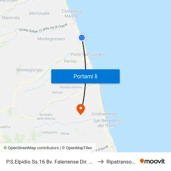 P.S.Elpidio Ss.16 Bv. Faleriense Dir. No to Ripatransone map