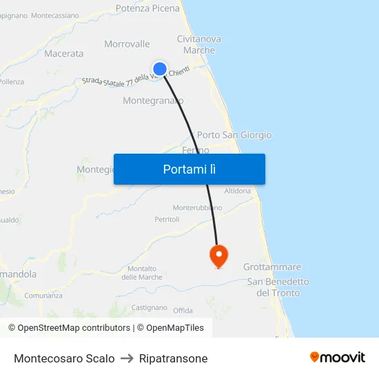 Montecosaro Scalo to Ripatransone map
