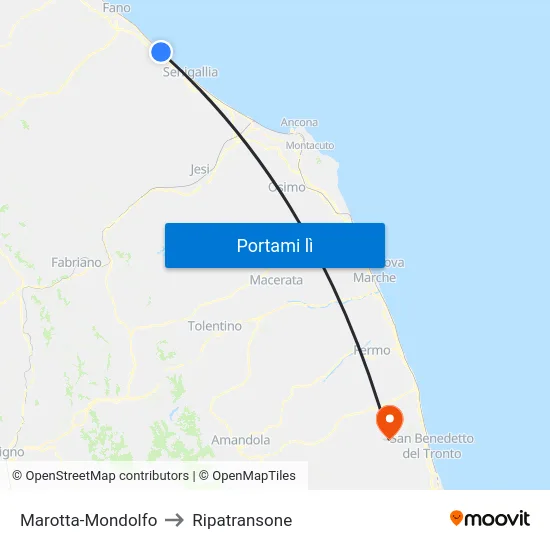 Marotta-Mondolfo to Ripatransone map