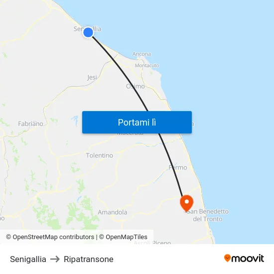 Senigallia to Ripatransone map