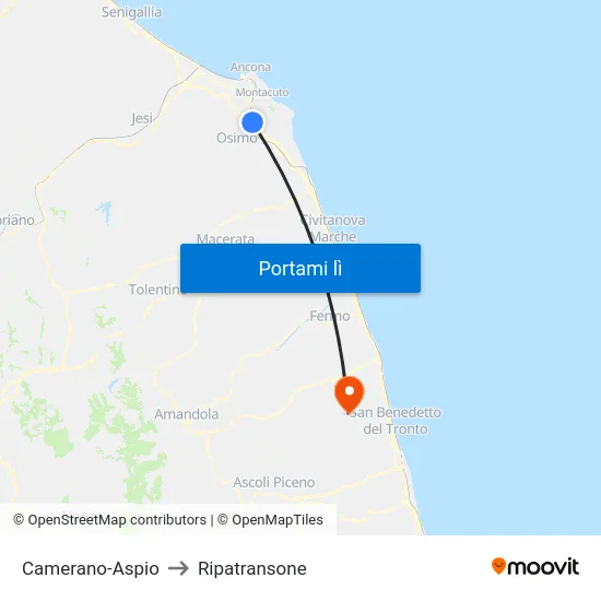 Camerano-Aspio to Ripatransone map