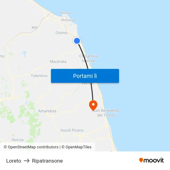 Loreto to Ripatransone map