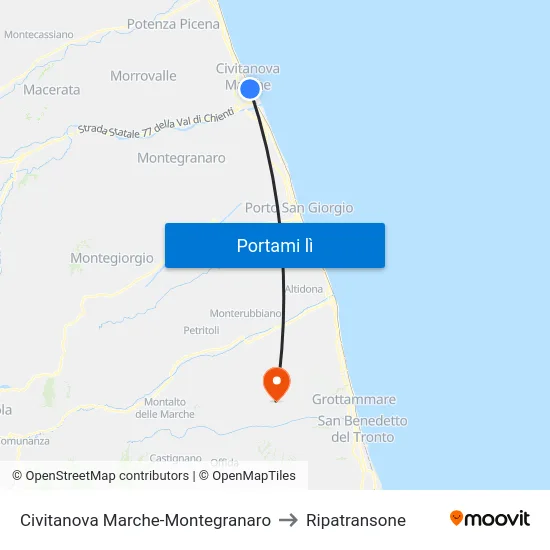 Civitanova Marche-Montegranaro to Ripatransone map