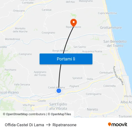 Offida-Castel Di Lama to Ripatransone map