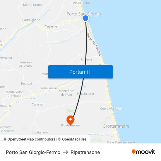 Porto San Giorgio-Fermo to Ripatransone map