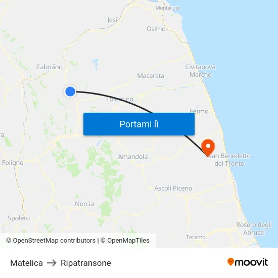 Matelica to Ripatransone map