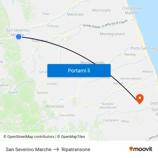San Severino Marche to Ripatransone map
